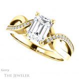 Emerald Cut Forever One Moissanite Engagement Ring #GTJ1126-emerald-fb-y 5 Emerald Cut Forever Brilliant Moissanite Engagement Ring #GTJ1126-emerald-fb-y