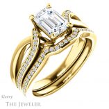 Emerald Cut Forever One Moissanite Engagement Ring #GTJ1126-emerald-fb-y 6 Emerald Cut Forever Brilliant Moissanite Engagement Ring #GTJ1126-emerald-fb-y