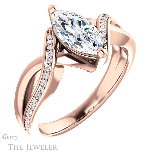 Marquise Cut Forever One Moissanite Engagement Ring #GTJ1126-marquise-fb-r 4 Marquise Cut Forever Brilliant Moissanite Engagement Ring #GTJ1126-marquise-fb-r