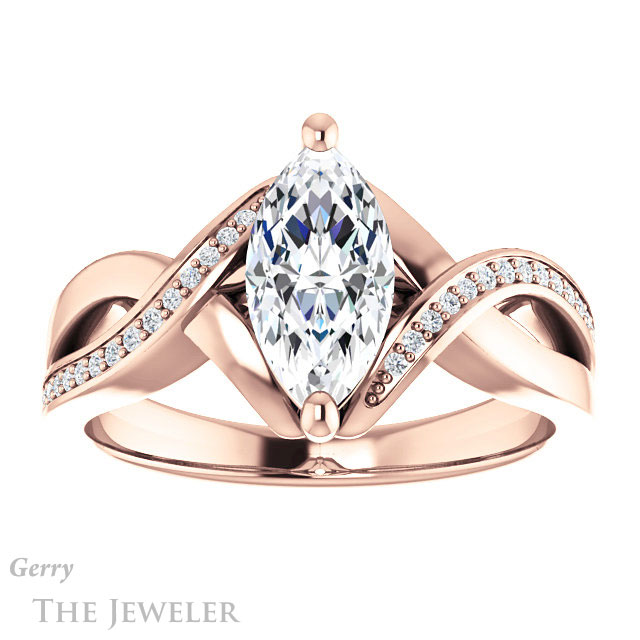 Marquise Cut Forever Brilliant Moissanite Engagement Ring #GTJ1126-marquise-fb-r