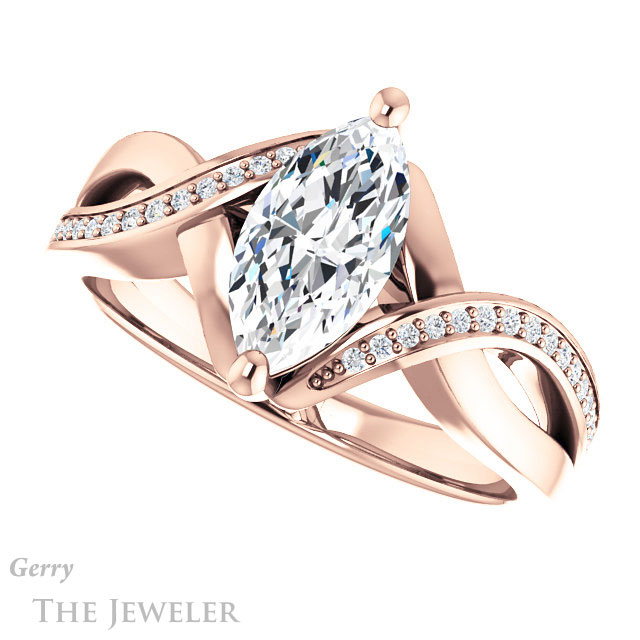 Marquise Cut Forever One Moissanite Engagement Ring #GTJ1126-marquise-fb-r 5 Marquise Cut Forever Brilliant Moissanite Engagement Ring #GTJ1126-marquise-fb-r