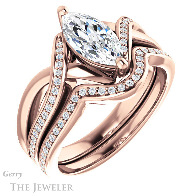 Marquise Cut Forever One Moissanite Engagement Ring #GTJ1126-marquise-fb-r 6 Marquise Cut Forever Brilliant Moissanite Engagement Ring #GTJ1126-marquise-fb-r
