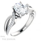 Oval Shaped Forever One Moissanite Engagement Ring #GTJ1126-oval-fo-w 4 Oval Shaped Forever One Moissanite Engagement Ring #GTJ1126-oval-fo-w