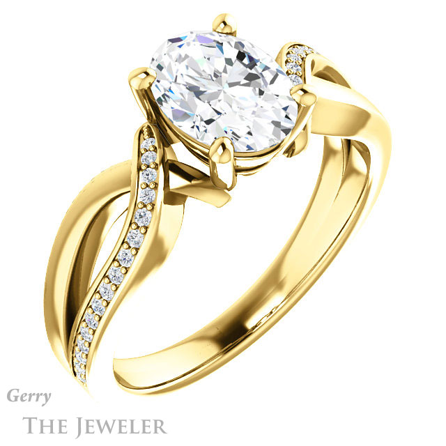Oval Shaped Forever One Moissanite Engagement Ring #GTJ1126-oval-fo-y 4 Oval Shaped Forever One Moissanite Engagement Ring #GTJ1126-oval-fo-y