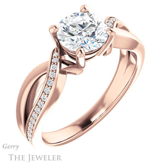Round Cut Forever One Moissanite Engagement Ring #GTJ1126-round-fo-r
