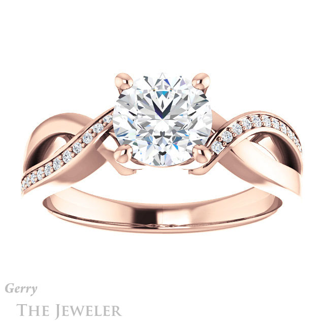 Round Cut Forever One Moissanite Engagement Ring #GTJ1126-round-fo-r