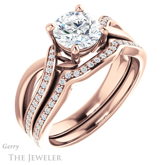 Round Cut Forever One Moissanite Engagement Ring #GTJ1126-round-fo-r