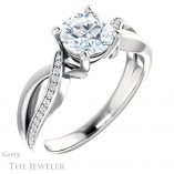 Round Cut Forever One Moissanite Engagement Ring #GTJ1126-round-fo-w 4 Round Cut Forever One Moissanite Engagement Ring #GTJ1126-round-fo-w