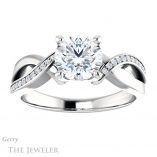 Round Cut Forever One Moissanite Engagement Ring #GTJ1126-round-fo-w 1 Round Cut Forever One Moissanite Engagement Ring #GTJ1126-round-fo-w