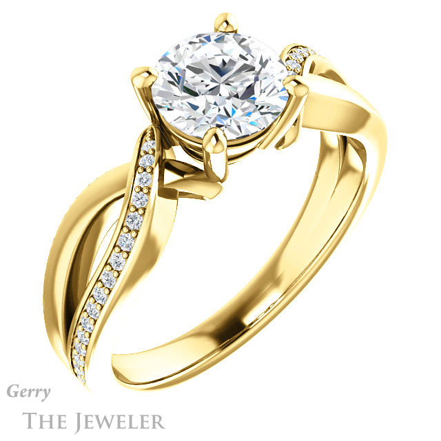 Round Cut Forever One Moissanite Engagement Ring #GTJ1126-round-fo-y 4 Round Cut Forever One Moissanite Engagement Ring #GTJ1126-round-fo-y