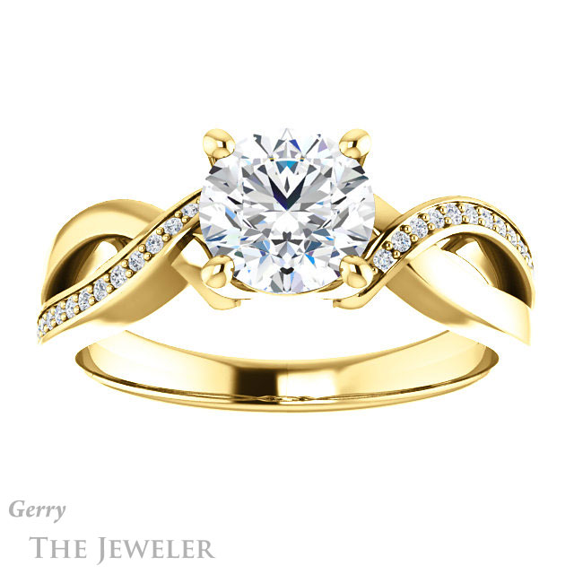 Round Cut Forever One Moissanite Engagement Ring #GTJ1126-round-fo-y 1 Round Cut Forever One Moissanite Engagement Ring #GTJ1126-round-fo-y