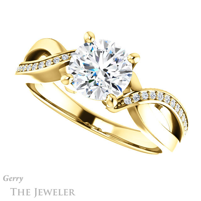 Round Cut Forever One Moissanite Engagement Ring #GTJ1126-round-fo-y 5 Round Cut Forever One Moissanite Engagement Ring #GTJ1126-round-fo-y