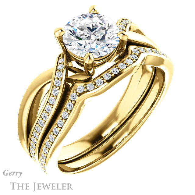 Round Cut Forever One Moissanite Engagement Ring #GTJ1126-round-fo-y 6 Round Cut Forever One Moissanite Engagement Ring #GTJ1126-round-fo-y