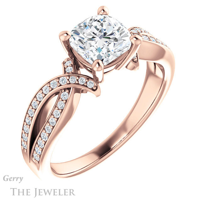 Cushion Cut Forever One Moissanite Engagement Ring #GTJ1127-cushion-fo-r