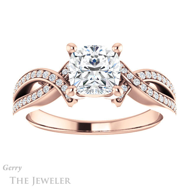Cushion Cut Forever One Moissanite Engagement Ring #GTJ1127-cushion-fo-r