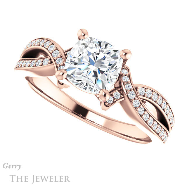 Cushion Cut Forever One Moissanite Engagement Ring #GTJ1127-cushion-fo-r