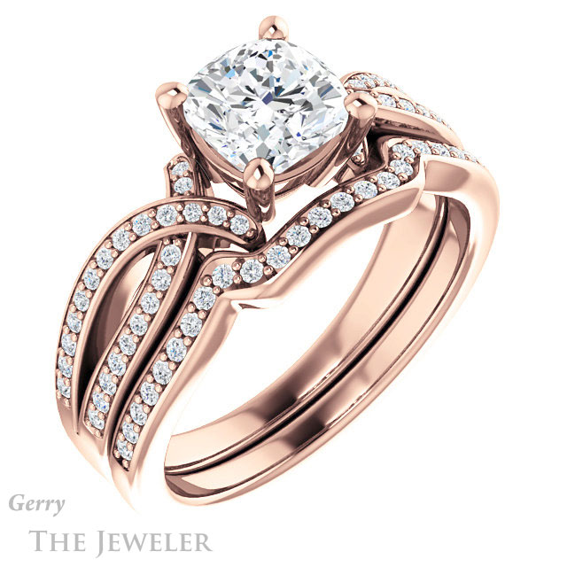 Cushion Cut Forever One Moissanite Engagement Ring #GTJ1127-cushion-fo-r