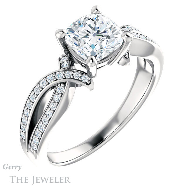 Cushion Cut Forever One Moissanite Engagement Ring #GTJ1127-cushion-fo-w