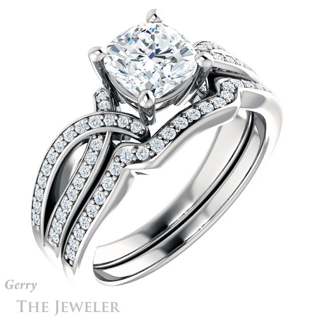 Cushion Cut Forever One Moissanite Engagement Ring #GTJ1127-cushion-fo-w