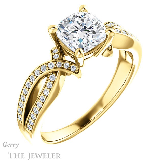 Cushion Cut Forever One Moissanite Engagement Ring #GTJ1127-cushion-fo-y 4 Cushion Cut Forever One Moissanite Engagement Ring #GTJ1127-cushion-fo-y