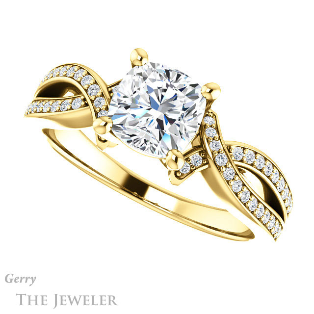 Cushion Cut Forever One Moissanite Engagement Ring #GTJ1127-cushion-fo-y 5 Cushion Cut Forever One Moissanite Engagement Ring #GTJ1127-cushion-fo-y