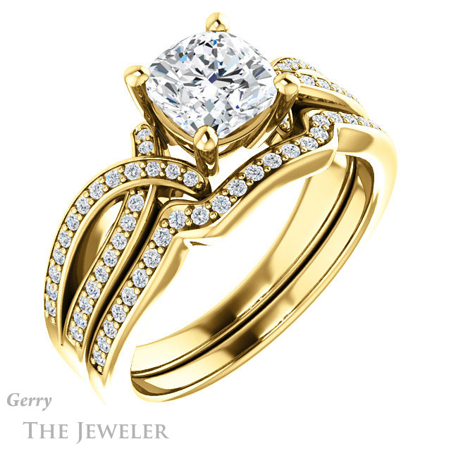 Cushion Cut Forever One Moissanite Engagement Ring #GTJ1127-cushion-fo-y 6 Cushion Cut Forever One Moissanite Engagement Ring #GTJ1127-cushion-fo-y