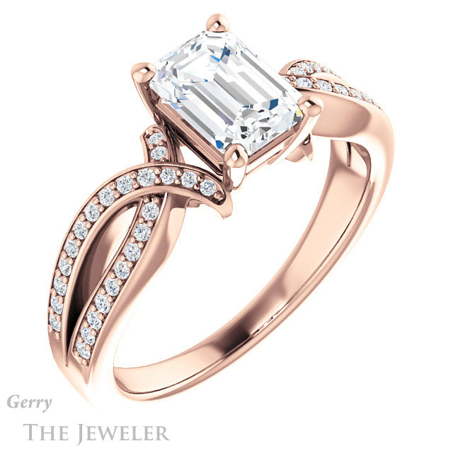 Emerald Cut Forever Brilliant Moissanite Engagement Ring #GTJ1127-emerald-fb-r