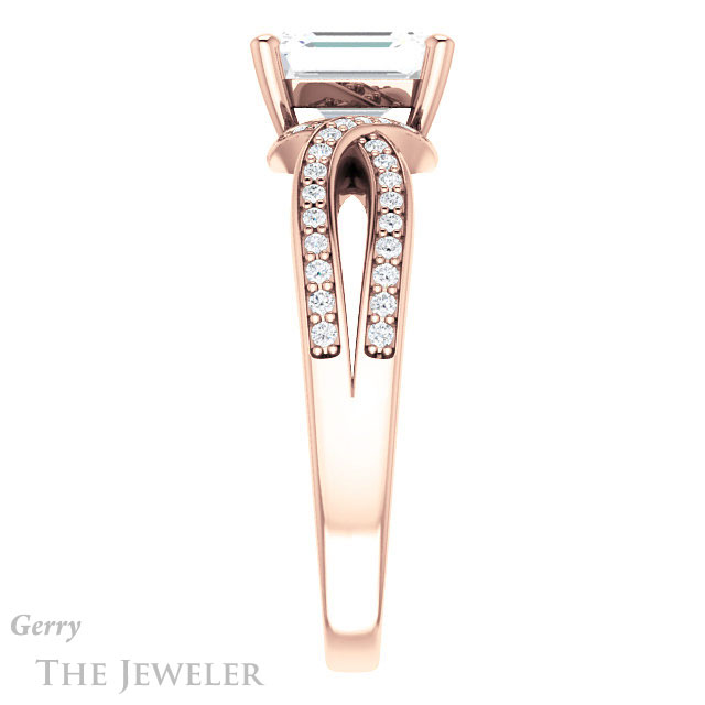 Emerald Cut Forever Brilliant Moissanite Engagement Ring #GTJ1127-emerald-fb-r