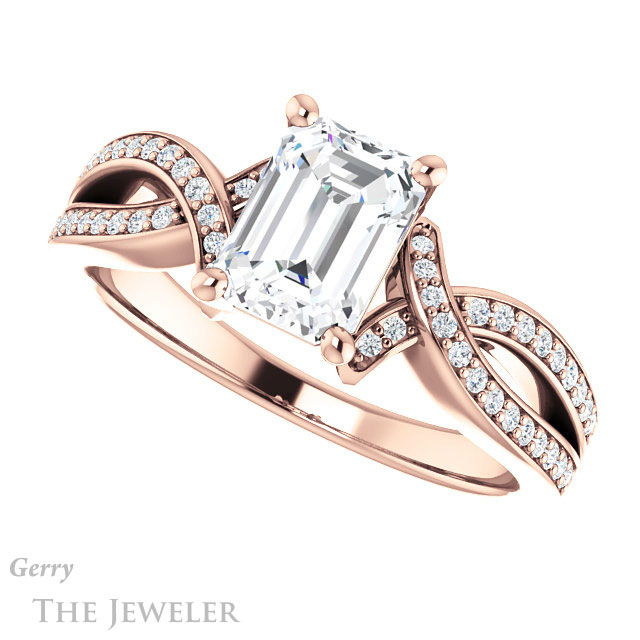 Emerald Cut Forever Brilliant Moissanite Engagement Ring #GTJ1127-emerald-fb-r