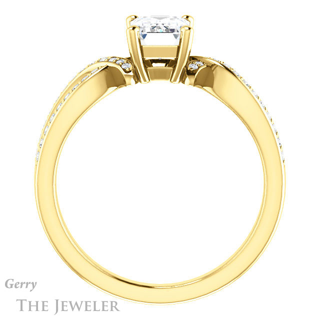 Emerald Cut Forever One Moissanite Engagement Ring #GTJ1127-emerald-fb-y 2 Emerald Cut Forever Brilliant Moissanite Engagement Ring #GTJ1127-emerald-fb-y