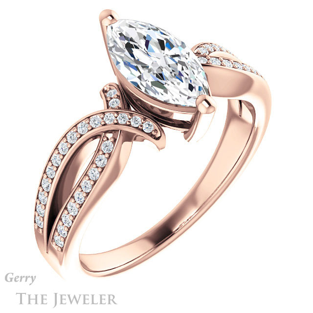 Marquise Cut Forever One Moissanite Engagement Ring #GTJ1127-marquise-fb-r 4 Marquise Cut Forever Brilliant Moissanite Engagement Ring #GTJ1127-marquise-fb-r