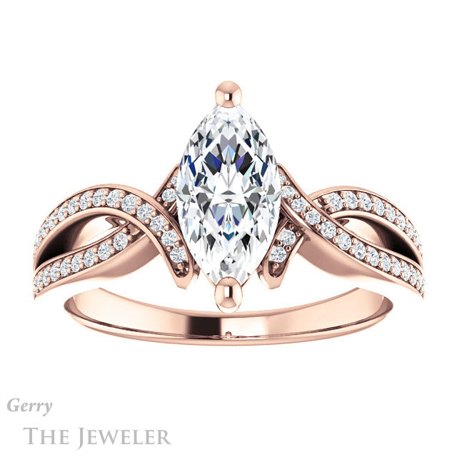 Marquise Cut Forever Brilliant Moissanite Engagement Ring #GTJ1127-marquise-fb-r