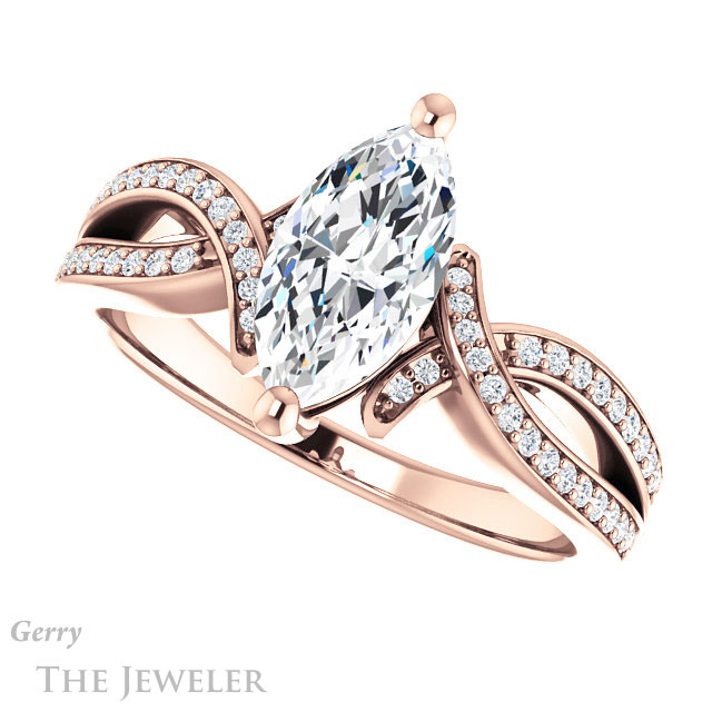 Marquise Cut Forever One Moissanite Engagement Ring #GTJ1127-marquise-fb-r 5 Marquise Cut Forever Brilliant Moissanite Engagement Ring #GTJ1127-marquise-fb-r