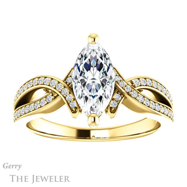 Marquise Cut Forever Brilliant Moissanite Engagement Ring #GTJ1127-marquise-fb-y