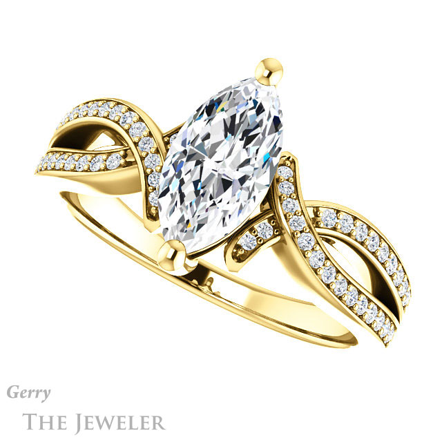 Marquise Cut Forever Brilliant Moissanite Engagement Ring #GTJ1127-marquise-fb-y