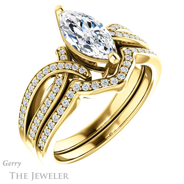 Marquise Cut Forever Brilliant Moissanite Engagement Ring #GTJ1127-marquise-fb-y