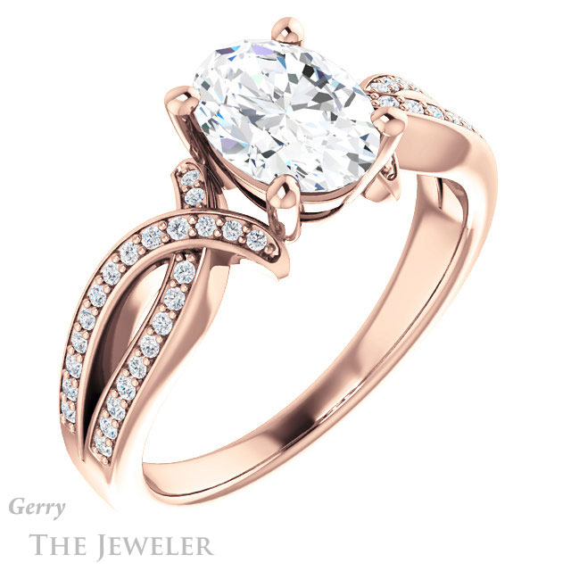 Oval Shaped Forever One Moissanite Engagement Ring #GTJ1127-oval-fo-r
