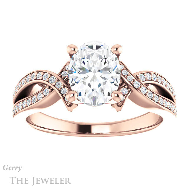 Oval Shaped Forever One Moissanite Engagement Ring #GTJ1127-oval-fo-r