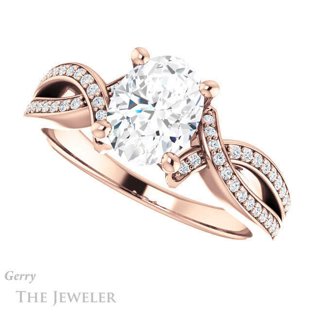 Oval Shaped Forever One Moissanite Engagement Ring #GTJ1127-oval-fo-r