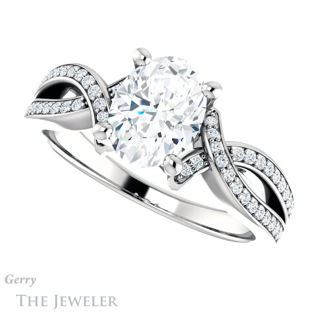 Oval Shaped Forever One Moissanite Engagement Ring #GTJ1127-oval-fo-w 5 Oval Shaped Forever One Moissanite Engagement Ring #GTJ1127-oval-fo-w