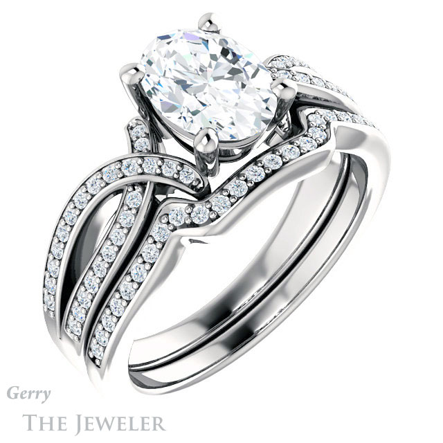 Oval Shaped Forever One Moissanite Engagement Ring #GTJ1127-oval-fo-w 6 Oval Shaped Forever One Moissanite Engagement Ring #GTJ1127-oval-fo-w