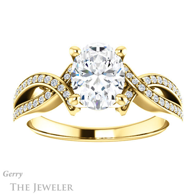 Oval Shaped Forever One Moissanite Engagement Ring #GTJ1127-oval-fo-y