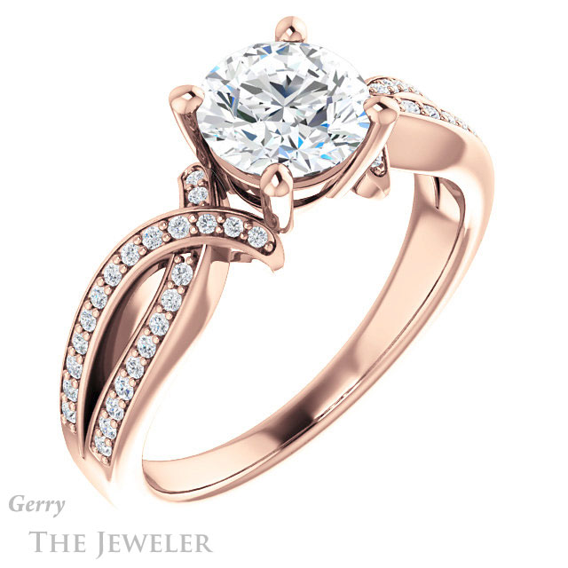 Round Cut Forever One Moissanite Engagement Ring #GTJ1127-round-fo-r 4 Round Cut Forever One Moissanite Engagement Ring #GTJ1127-round-fo-r