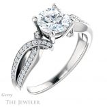 Round Cut Forever One Moissanite Engagement Ring #GTJ1127-round-fo-w