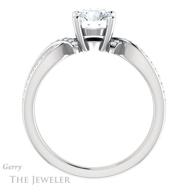Round Cut Forever One Moissanite Engagement Ring #GTJ1127-round-fo-w