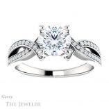Round Cut Forever One Moissanite Engagement Ring #GTJ1127-round-fo-w