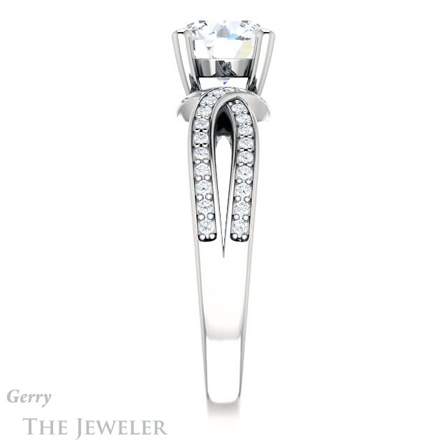 Round Cut Forever One Moissanite Engagement Ring #GTJ1127-round-fo-w