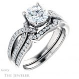 Round Cut Forever One Moissanite Engagement Ring #GTJ1127-round-fo-w