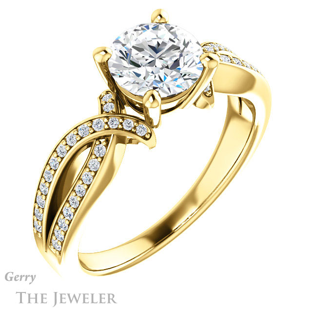Round Cut Forever One Moissanite Engagement Ring #GTJ1127-round-fo-y 4 Round Cut Forever One Moissanite Engagement Ring #GTJ1127-round-fo-y