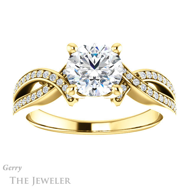 Round Cut Forever One Moissanite Engagement Ring #GTJ1127-round-fo-y 1 Round Cut Forever One Moissanite Engagement Ring #GTJ1127-round-fo-y